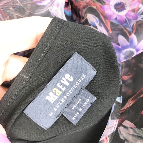 ANTHROPOLOGIE | MAEVE Floral Organza Puff Sleeve Blouse Women’s Size Medium - Picture 8 of 13